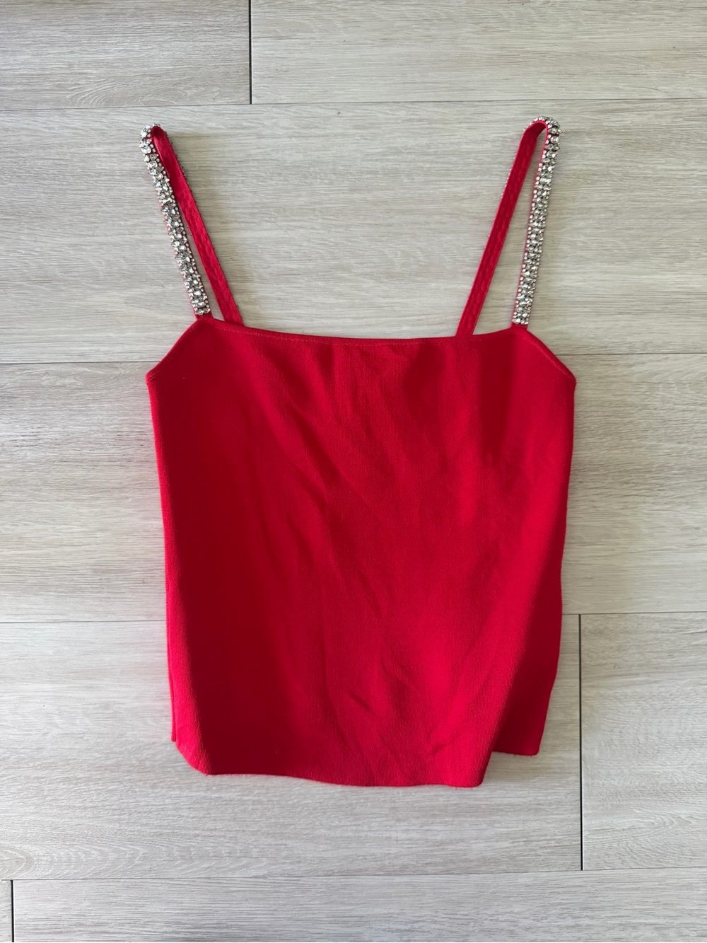 Alice + Olivia Red Rhinestone Strap Women's Cami Top